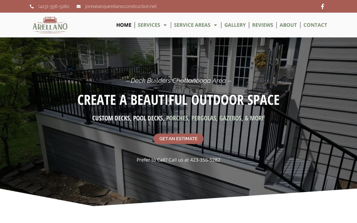 Homepage of Arellano Construction