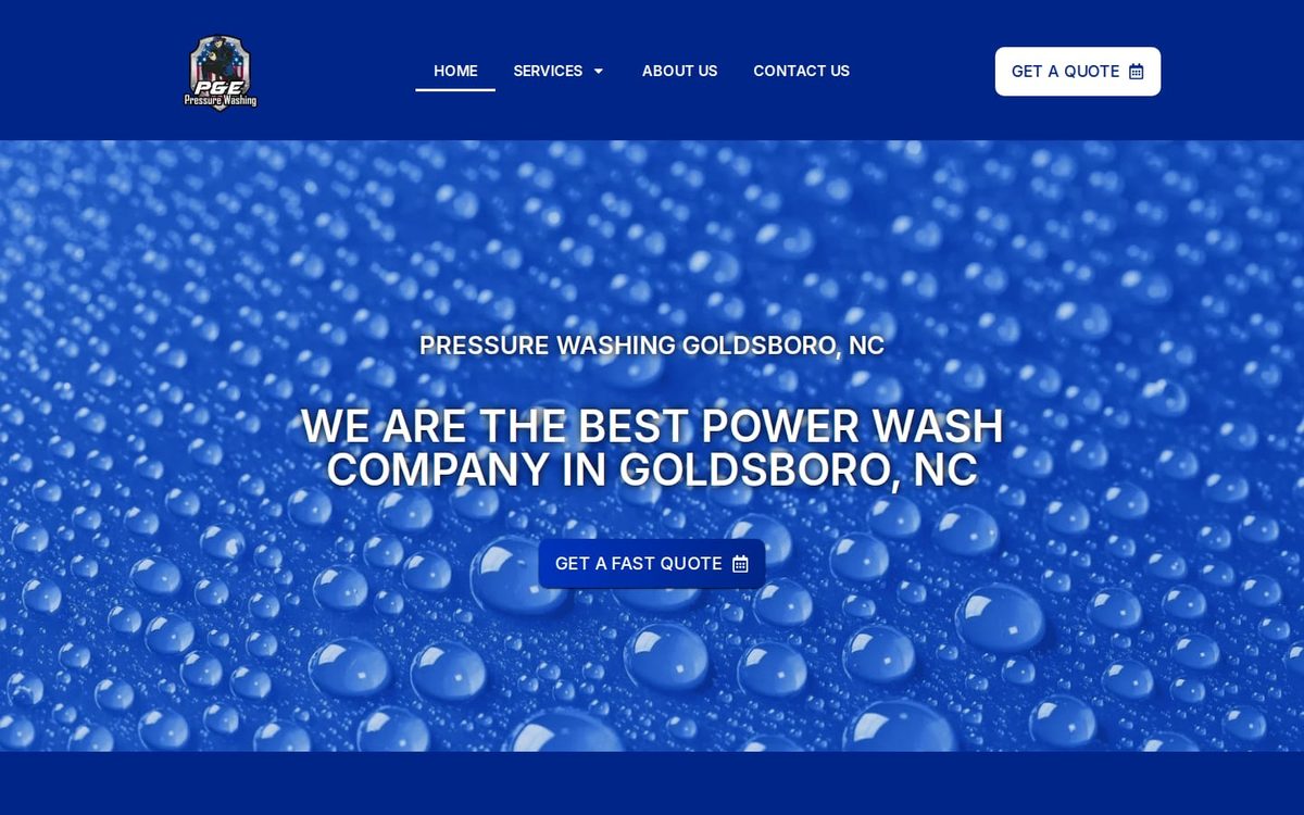 Homepage of P&E Pressure Washing