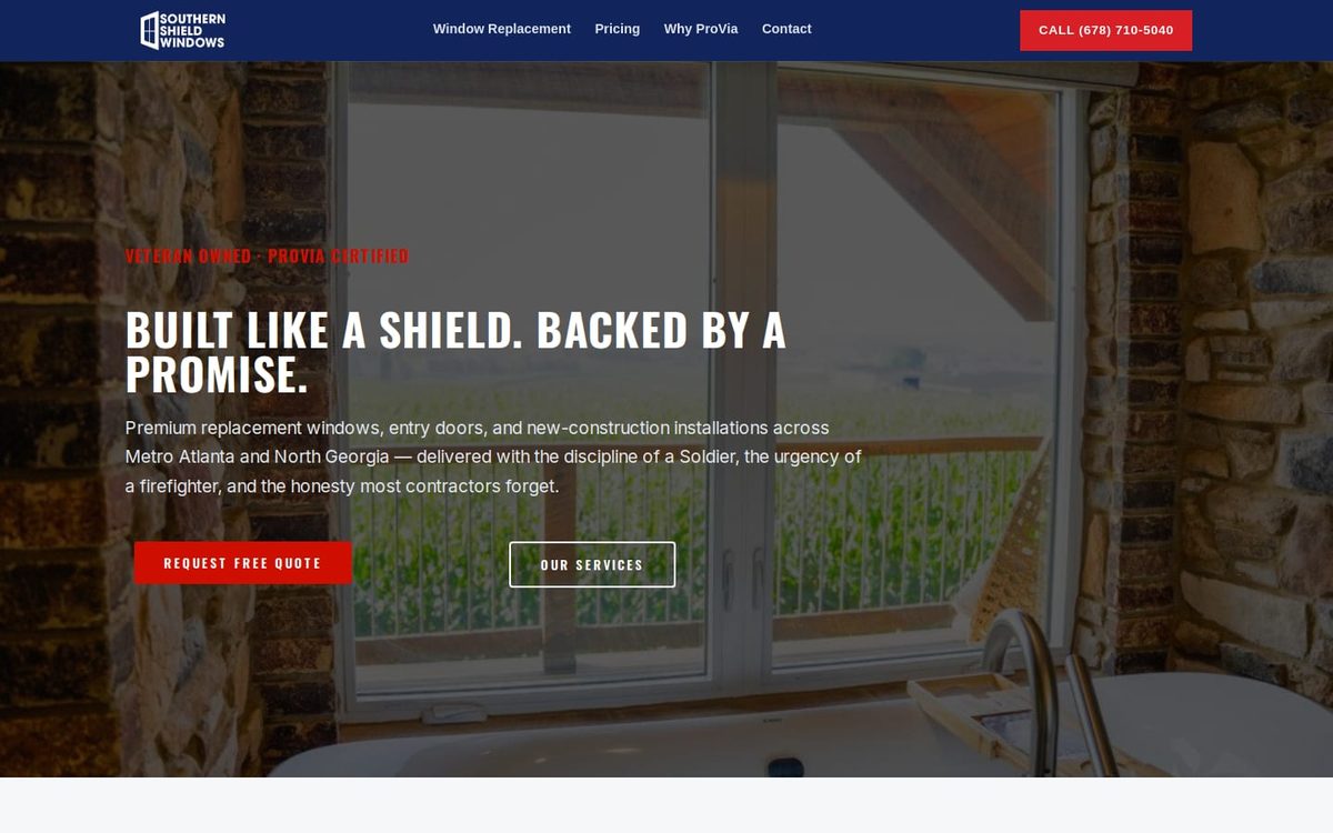 Homepage of Southern Shield Windows